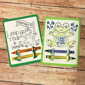 Leap Year Favors, Classroom Leap Year Party, Custom Coloring Favor, Non-candy Treats, Leap Year Activity, Frog Party Theme, February 29