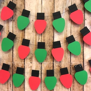 Christmas Lights Garland, Holiday Decoration Paper Garland, Red and Green Christmas Lights Strung Banner, Christmas Light Paper Garland