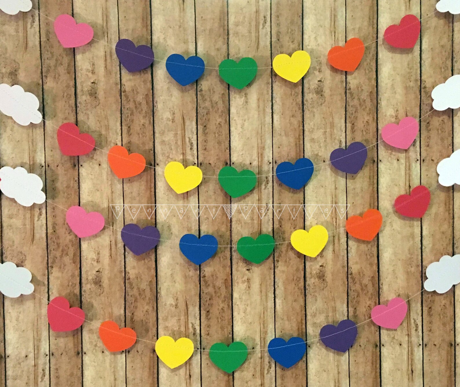 Rainbow Heart Garland Rainbow Cloud Banner Rainbow Bedroom Etsy