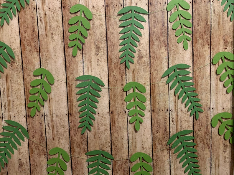 Leaf Paper Garland Fern Banner Plant Theme Party Decorations Botanical Baby Shower Jungle Party Tropical Leaf garland houseplant party image 1