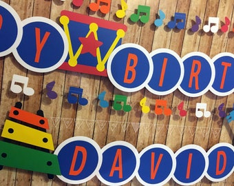 Happy Birthday Banner Music Birthday Decor Rainbow Xylophone Birthday Decor Music Theme Party Custom Birthday Banner Music Note Banner Set