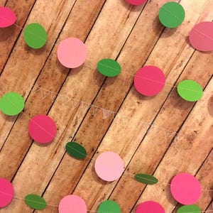 Baby Shower Garland, Pink Green Paper Garland, Turtle Baby Shower Decor, Baby Girl Shower Garland, It&#39;s a Girl Baby Shower,  Circle Garland,
