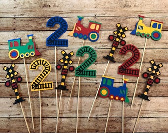 Train Party Centerpiece Sticks - Chugga Chugga Two Two, All Aboard, Birthday Crossing