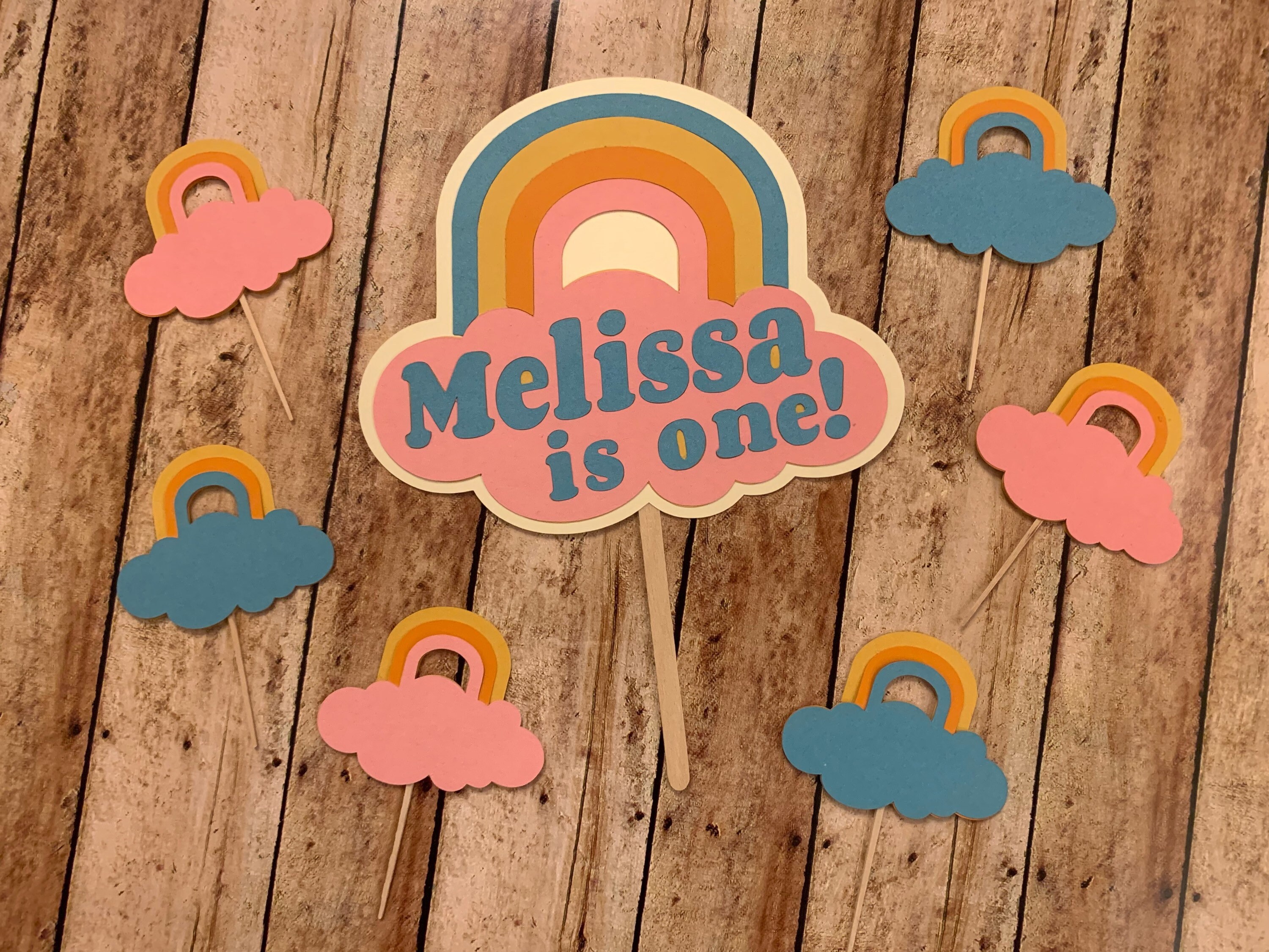 Groovy Cupcake Toppers 70s Party Decor Retro Rainbow Cake Topper Smash Cake Decor 70s Toppers Boho Baby Shower Decor Onestock