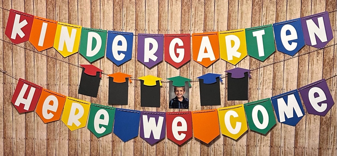 Preschool Graduation Banner, Kindergarten Here We Come, Graduation