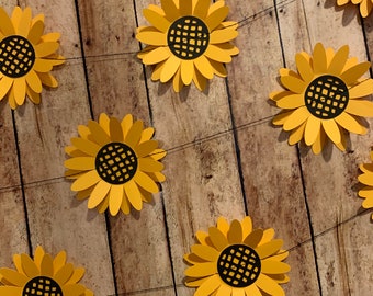 Sunflower Garland, Daisy Banner, Sunflower Theme Party Decorations, You are my sunshine Baby Shower, Daisy Flower Theme, 3d paper flower