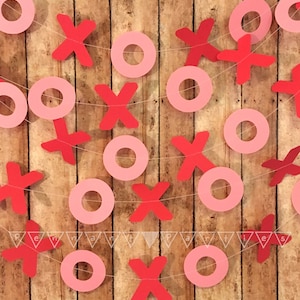 Valentines Sale XO Valentines Decorations Red and Pink Party Decor XOXO Banner X's and O's Garland Valentines Decor Hugs & Kisses Valentines image 1