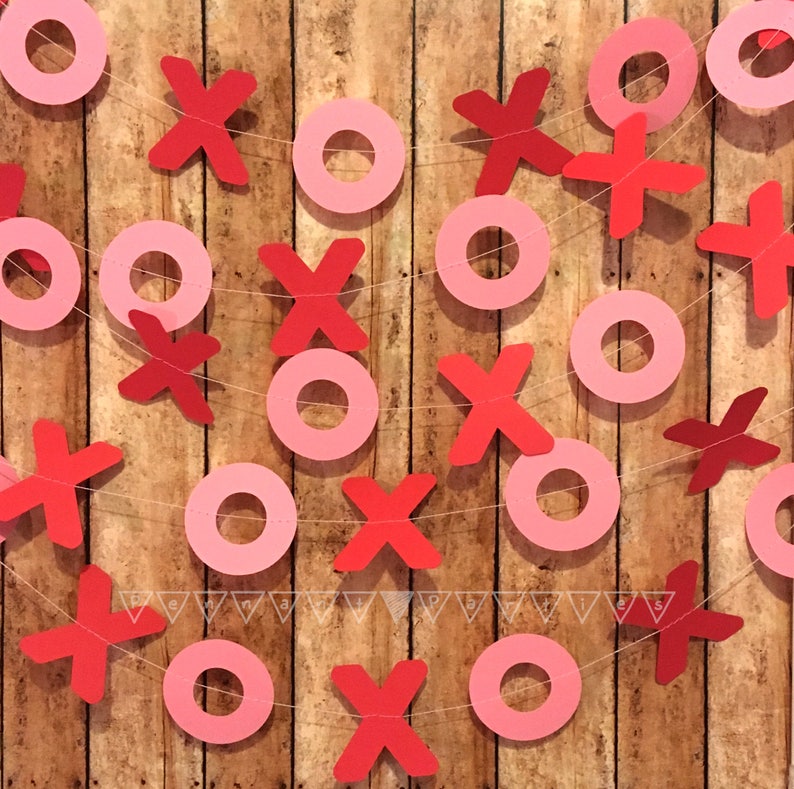 Valentines Sale XO Valentines Decorations Red and Pink Party Decor XOXO Banner X's and O's Garland Valentines Decor Hugs & Kisses Valentines image 4