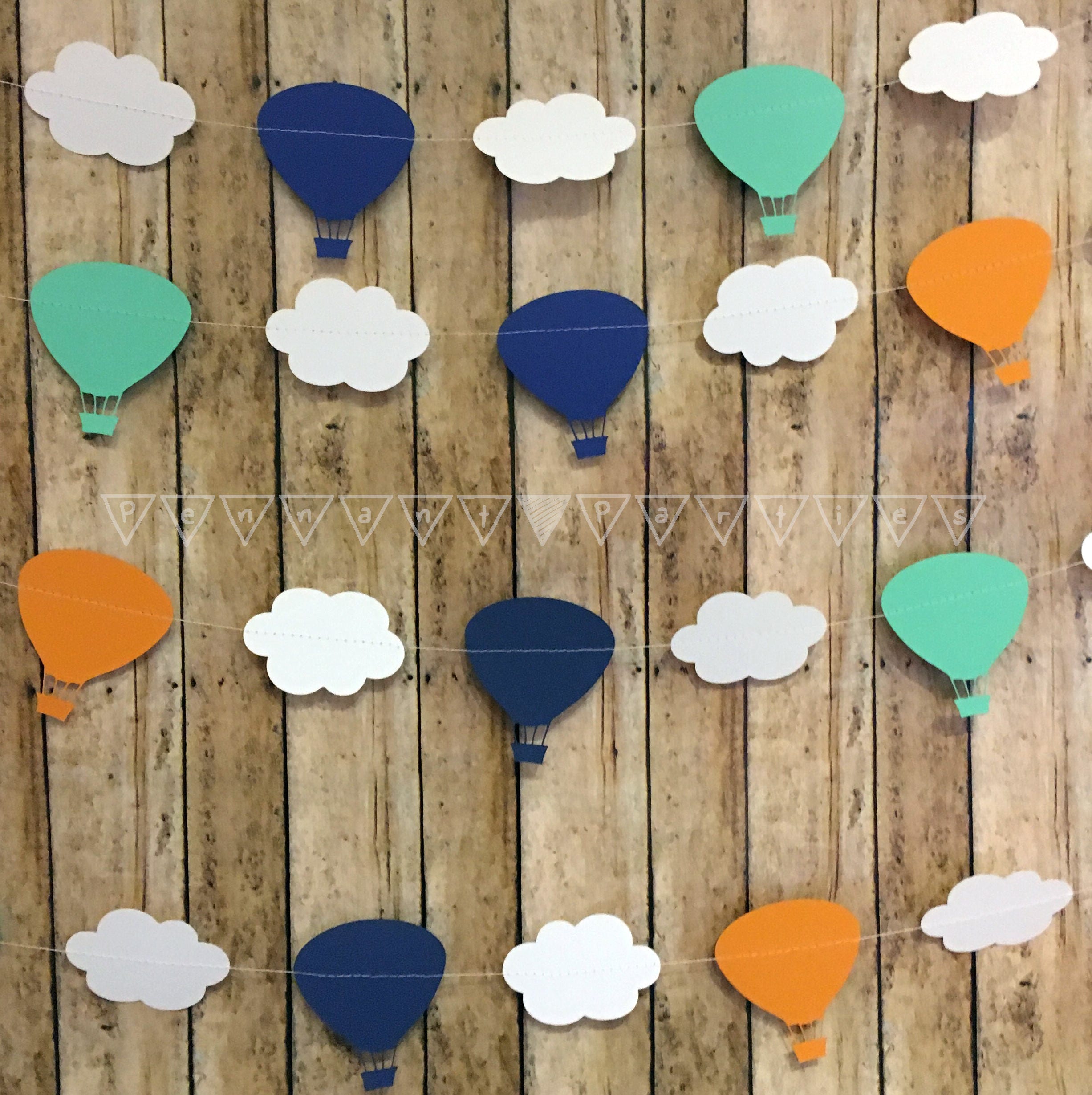 Hot Air Balloon Banner Custom Garland Hot Air Balloon Decoration Cloud Garland Hot Air Balloon Baby Shower Decorations Travel