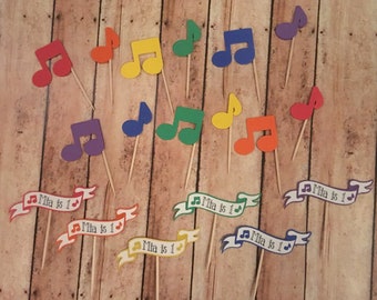 Music Cupcake Toppers, Music Party Decor, Music Note Party, Birthday Party Toppers, Music Theme, Rainbow Cupcake Toppers, Music Note Toppers