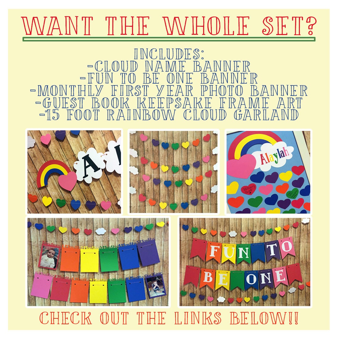 Rainbow Heart Garland Rainbow Cloud Banner Rainbow Bedroom Etsy