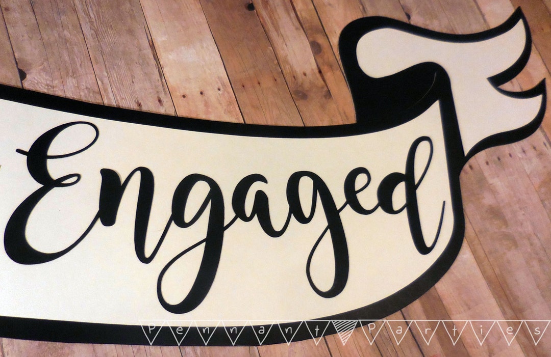 Engaged Sign On String Custom Engagement Scroll Sign Party Prop - We're Engaged, Thank You ...