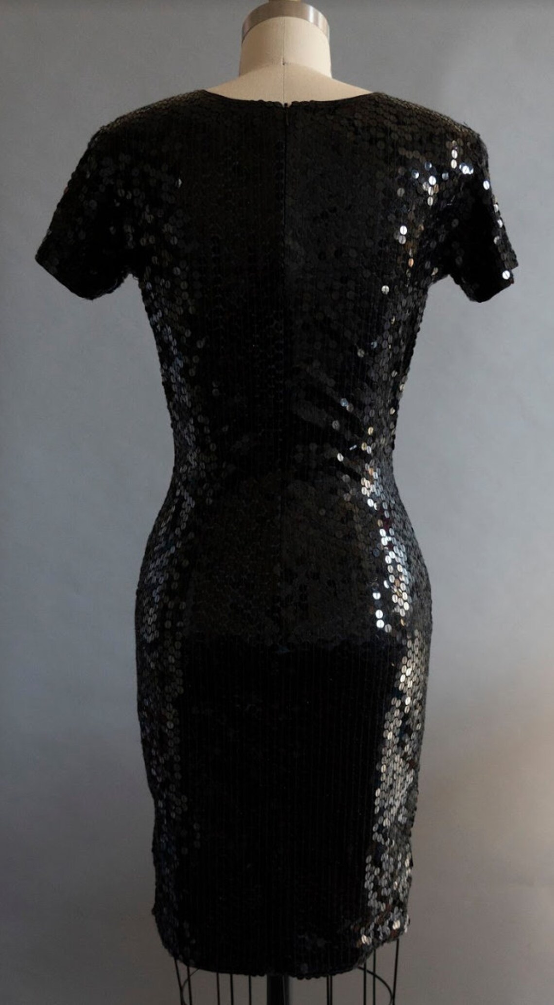 Black Sequin Square-neck Dress - Etsy