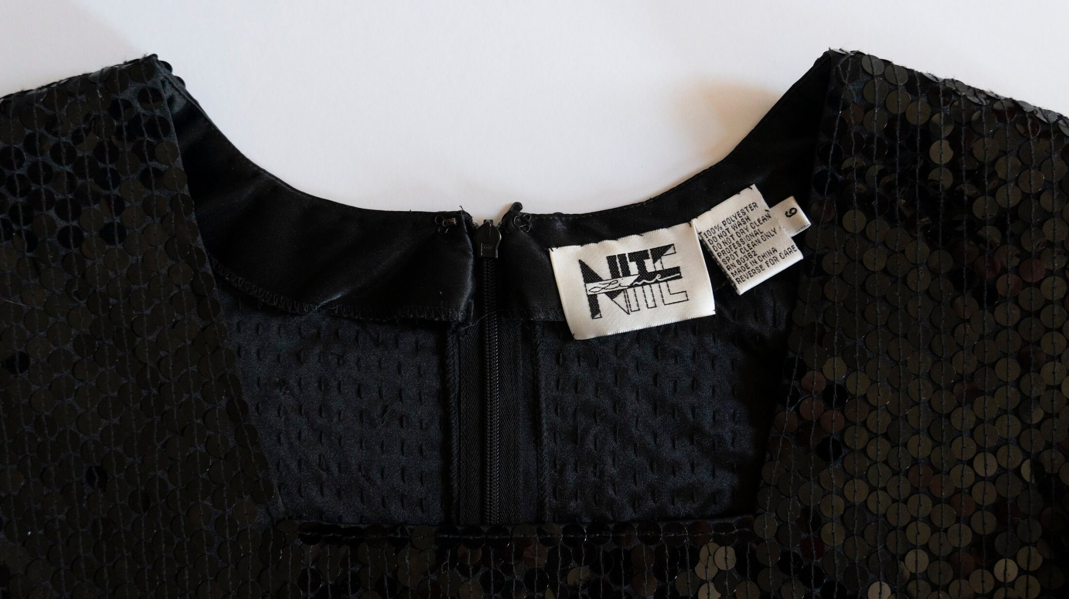 Black Sequin Square-Neck Dress