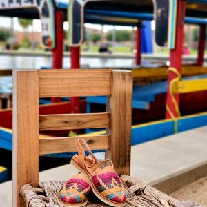 Multicolored and Tan Lace Up Alpargatas Sandals. Mexican huaraches. LuciernagaMXFolkWare™ image 4