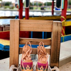 Multicolored and Tan Lace Up Alpargatas Sandals. Mexican huaraches. LuciernagaMXFolkWare™ image 5