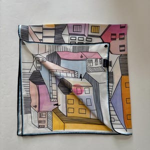 Porto Sunrise 65cm Silk Scarf, 100% Silk, luxury wear, silk twill square scarf, real silk, Silk bandana, Square scarf, hair head scarf