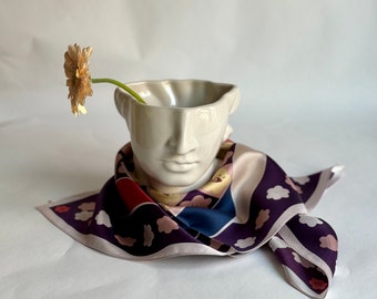 Purple & pink 65cm Silk Scarf, 100% Silk, luxury wear, silk twill square scarf, real silk, Silk bandana, Square scarf, Silk hair head scarf