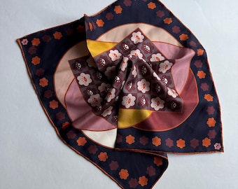 Ciekawe oczy, 40 cm Jedwabny szal, 100% jedwabiu, kwadratowy szal z jedwabiu twill, prawdziwy jedwab, Jedwabna bandana, Kwadratowy szal, Jedwabny szal do włosów, carre, foulard