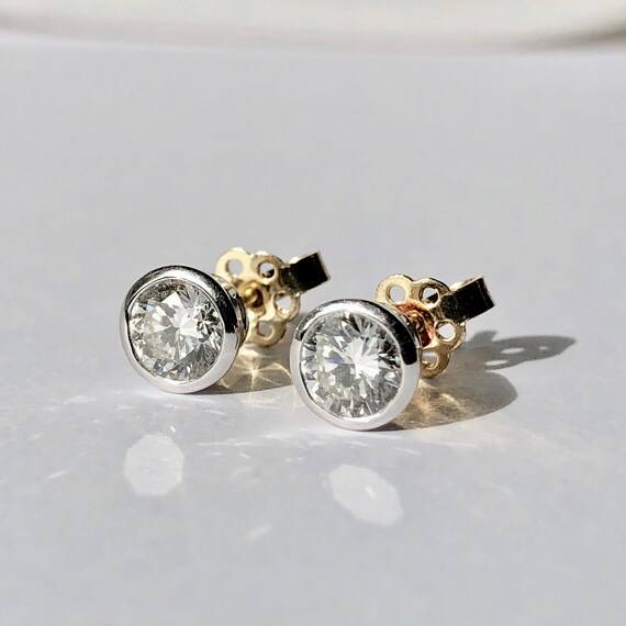 Diamond Earstuds 1ct Total Weight Diamond Earrings Diamond Etsy