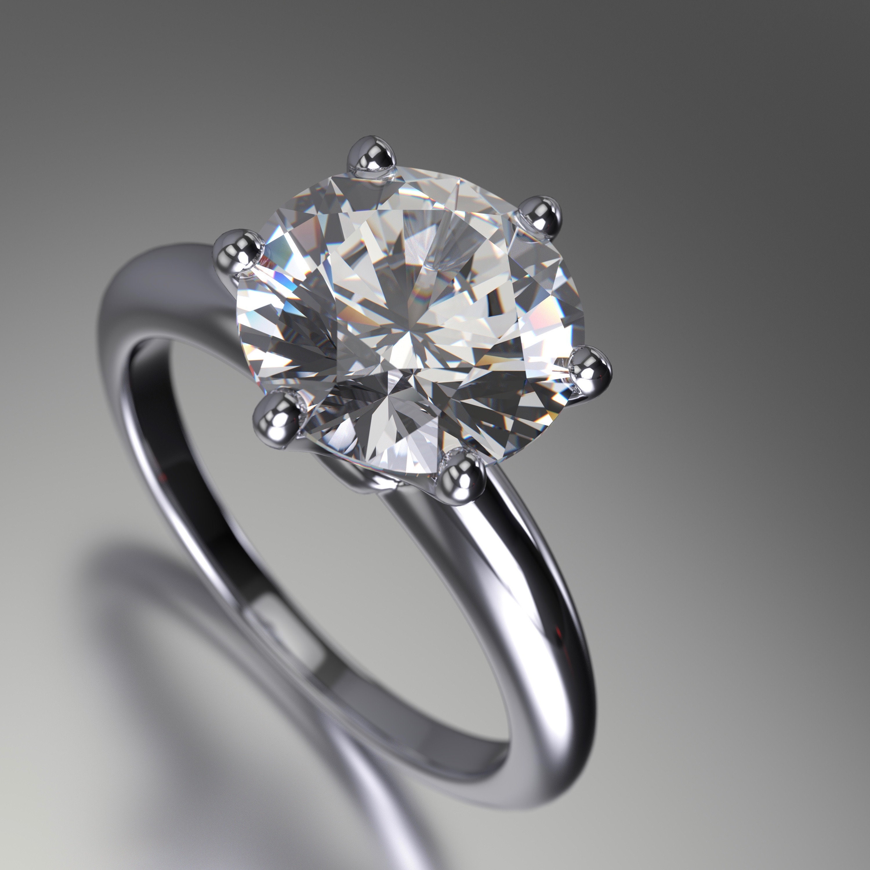 Diamond Solitaire Engagement Ring Platinum, Large Diamond Solitaire, 6 ...