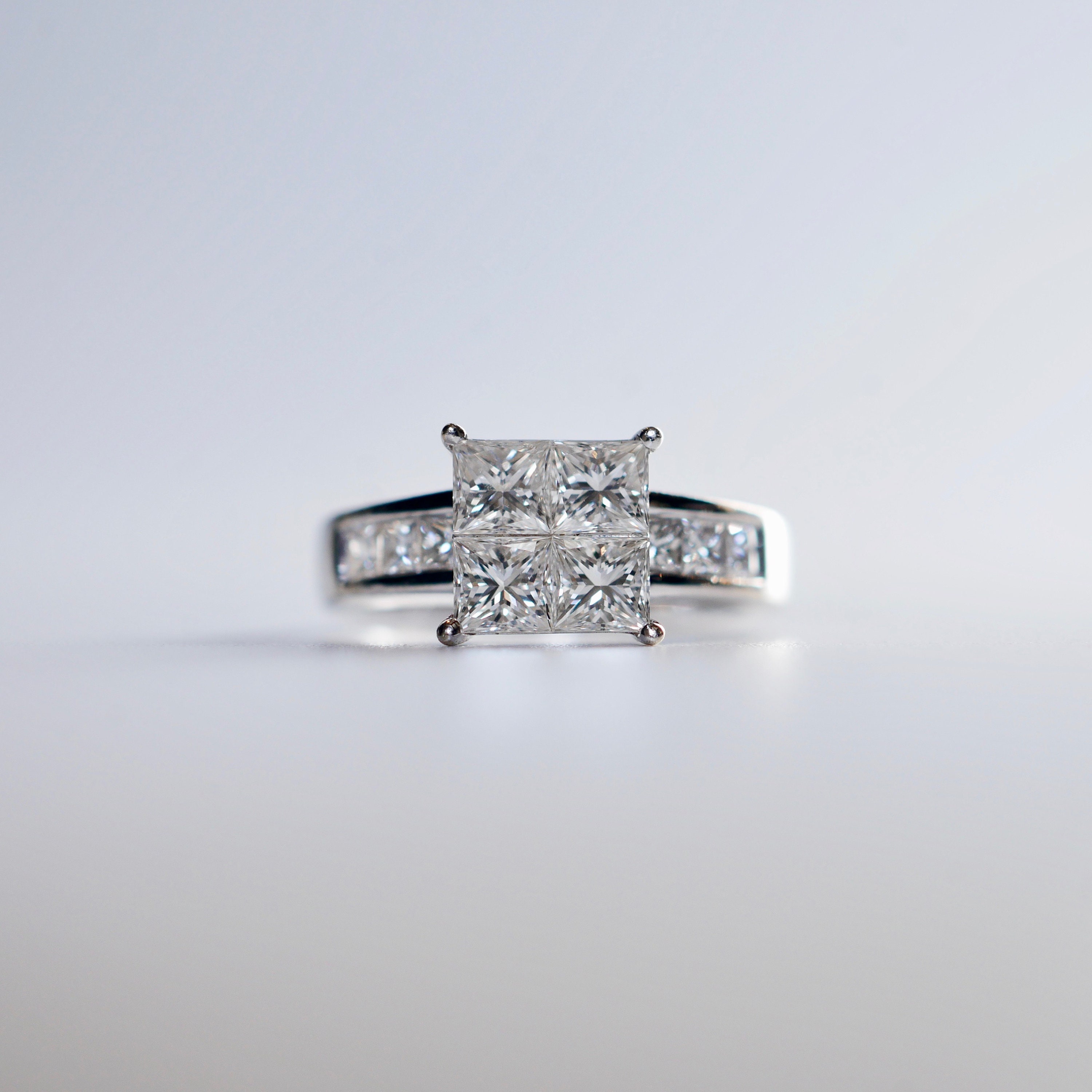 Princess cut illusion set diamond engagement ring 1.10ct illusion of