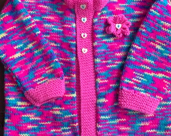 girls hot pink cardigan