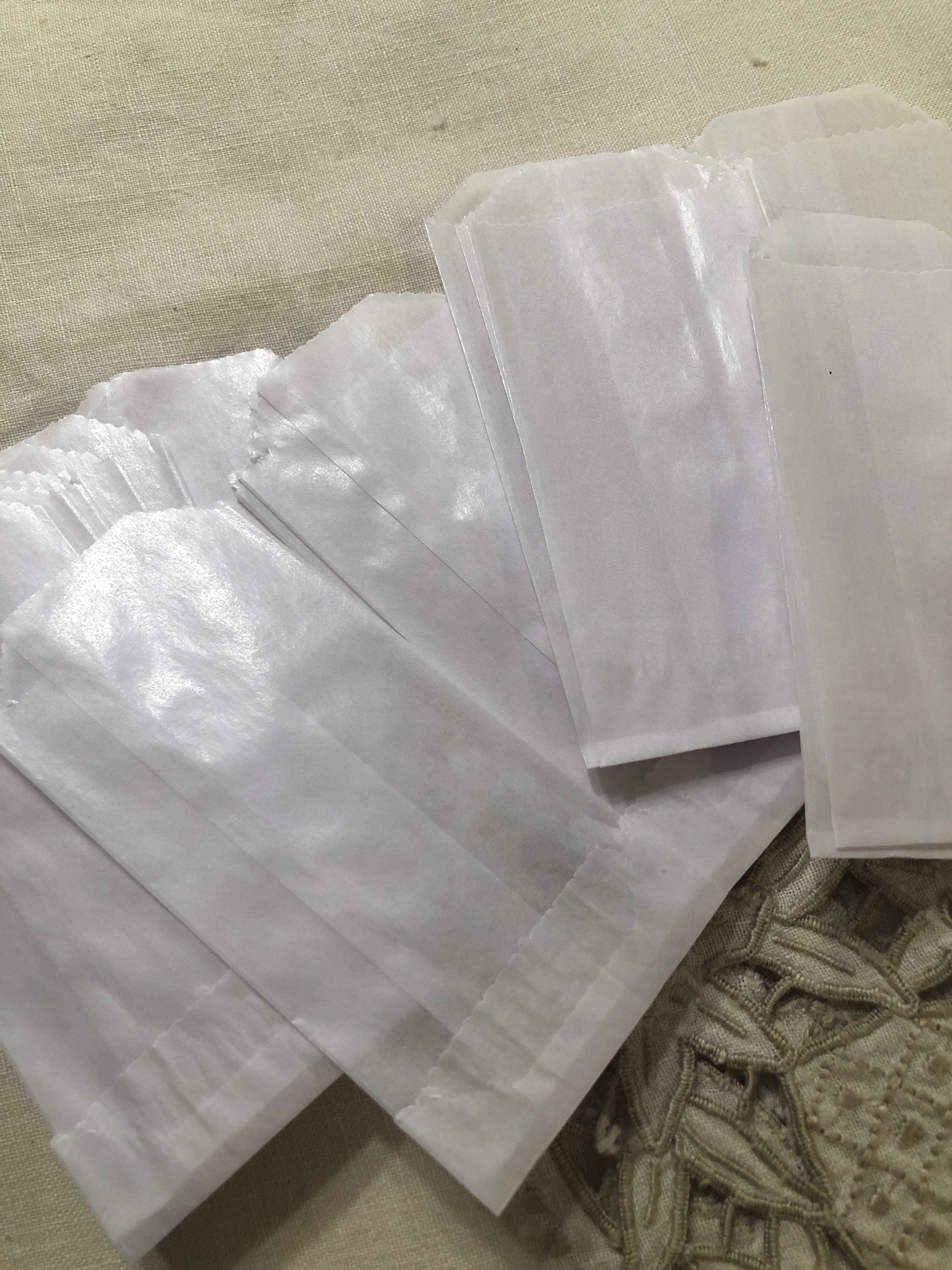 50 pack - flat glassine bags, 3.75 x 6.25 translucent waxed