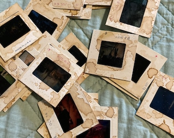 25  Coffee Stained Vintage Photo Slides