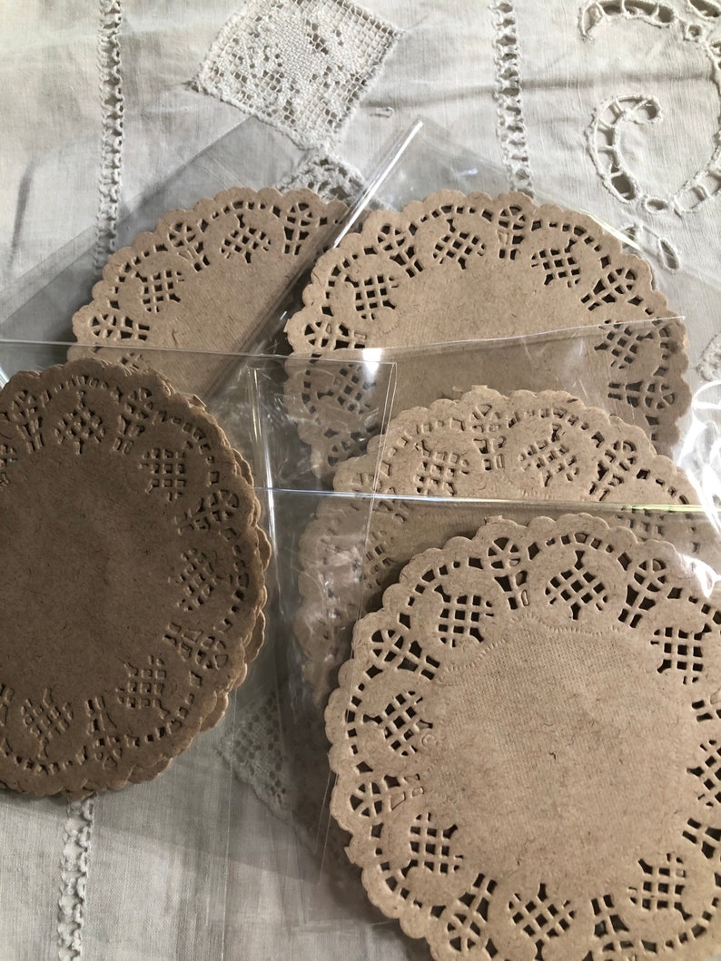 20 Light Weight Kraft Colored Brown 4 Paper Doilies Etsy