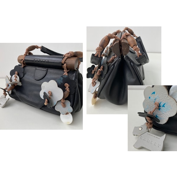 Vintage Purse RADLEY Black Leather Handbag, Top Handle Vintage Bag, Women’s Handbag, Vintage Purse, Unique Vintage