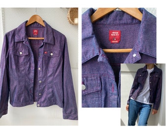 Vintage jacket MISS SIXTY / Y2k jacket / metallic jacket / women's blazer / grunge biker jacket / purple vintage jacket / medium size