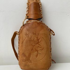 Vintage flask hip leather case vintage case animal theme leather case bottle flask hip flask leather case hip flask upcycled leather bottle