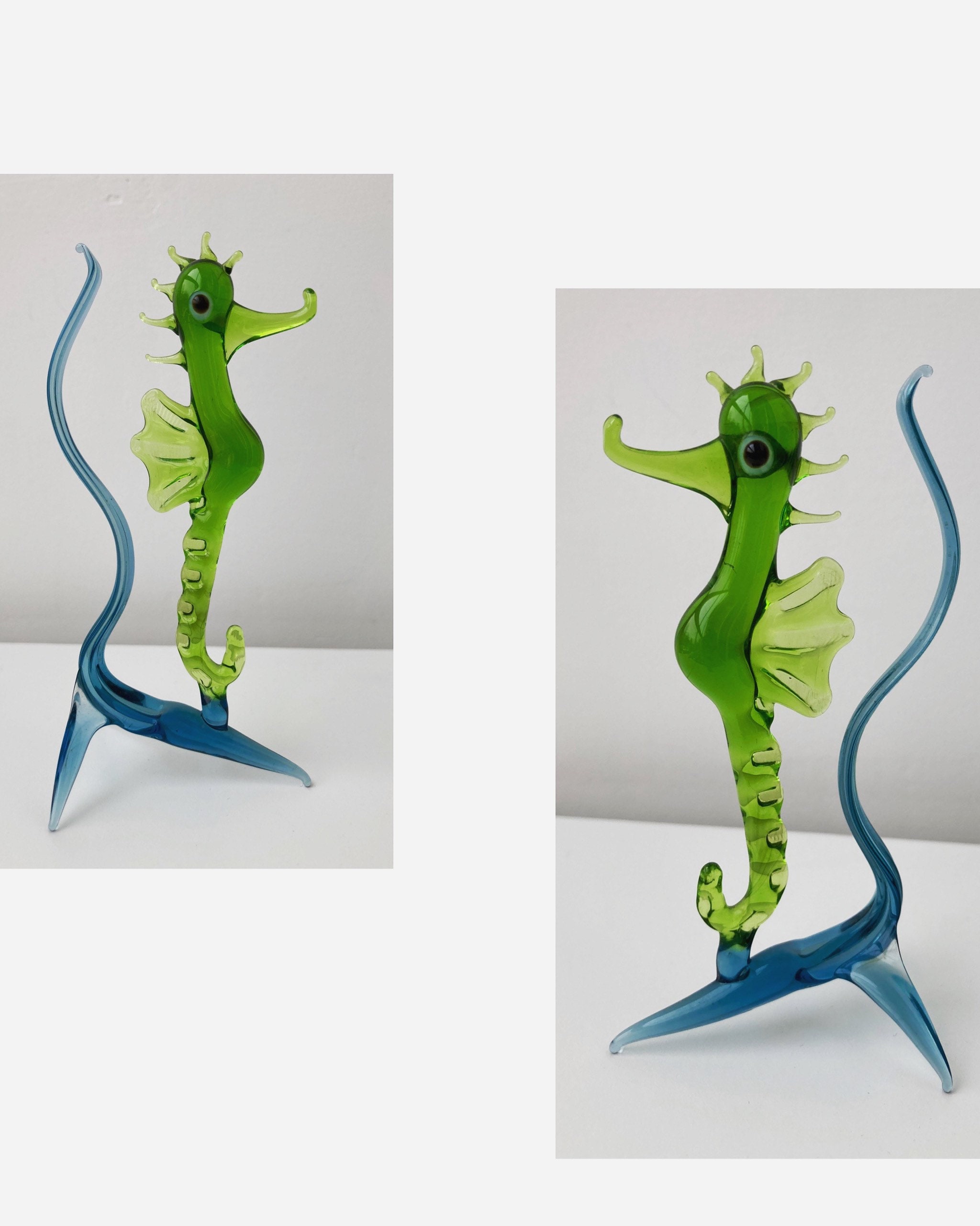 Vintage Glass Animals Figurine Glass Seahorse Sculpture Etsy