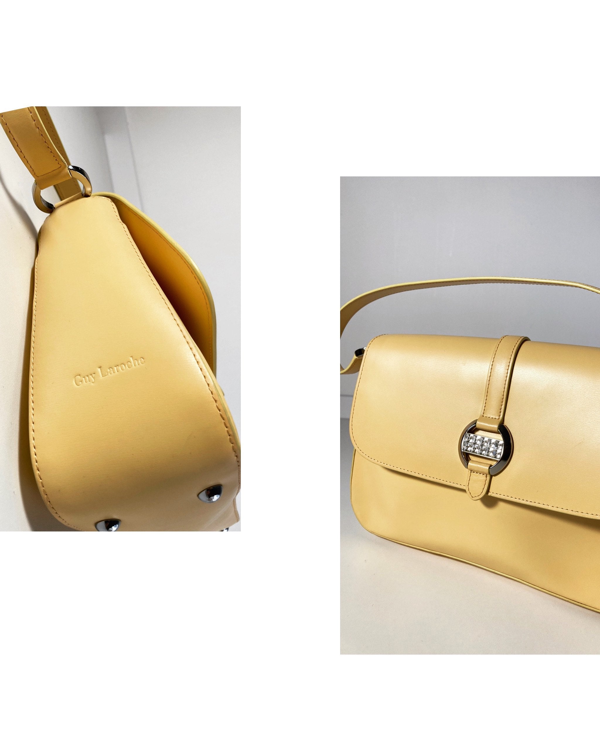 Vintage Purse GUY LAROCHE Handbag Vintage Yellow Top Handle 