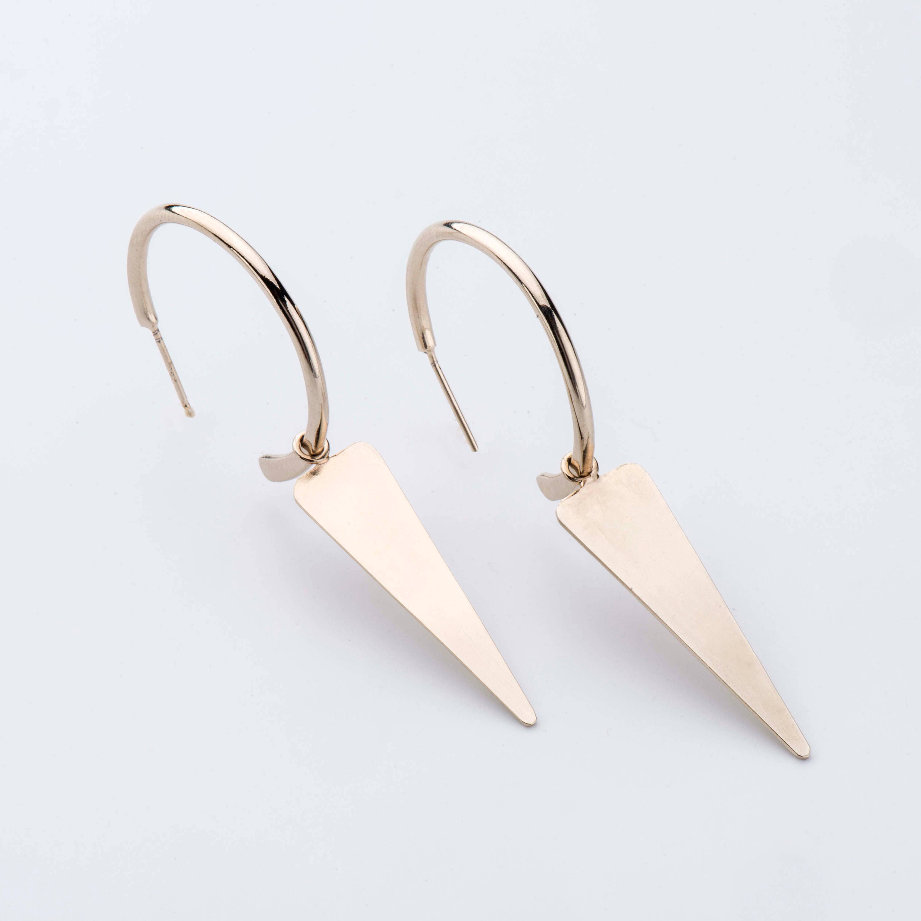 Hoop Earrings with Triangle Geometric Hoop Earrings Triangle Etsy