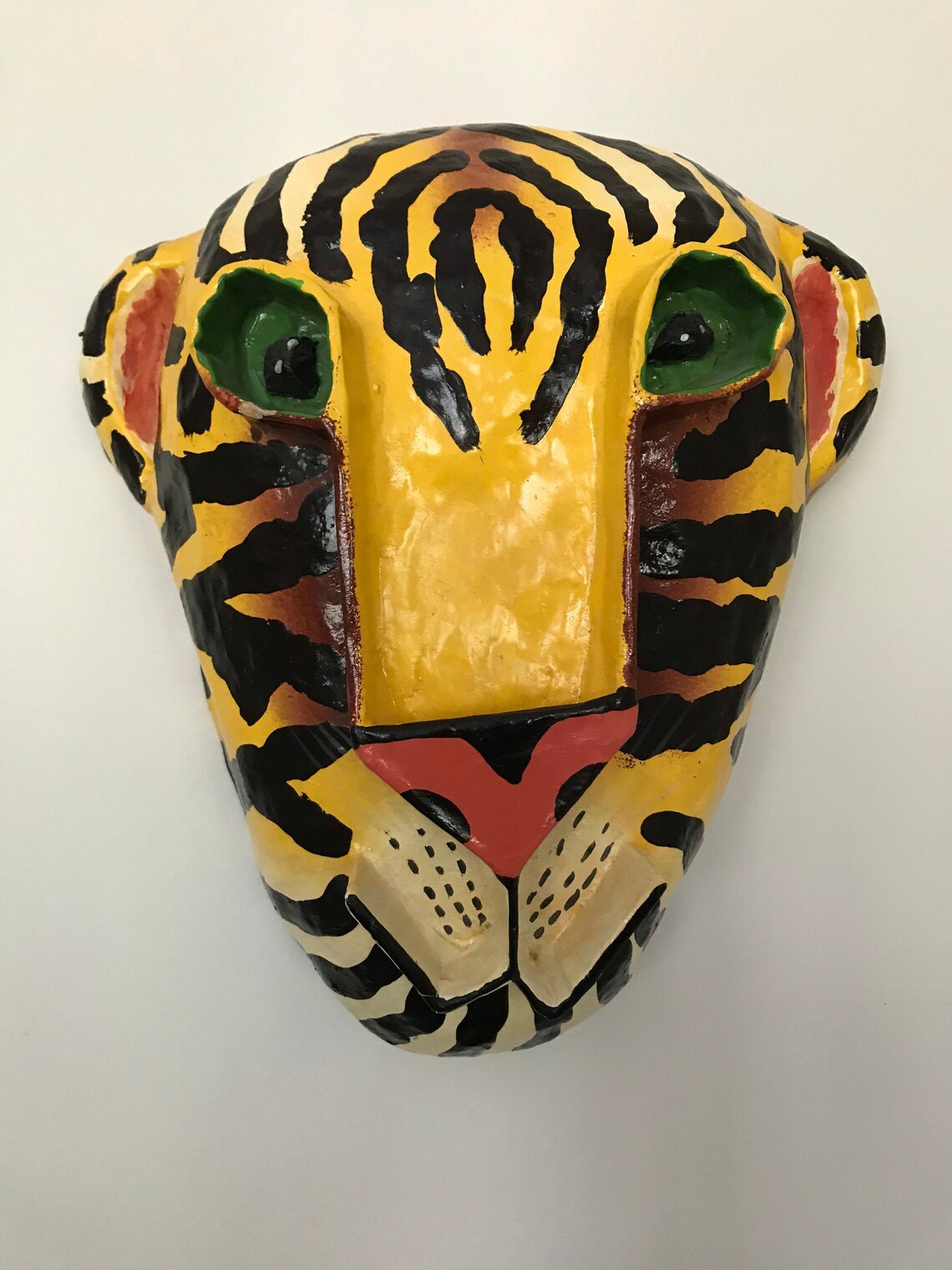 Vintage Paper Mache Tiger Wall Mask Etsy
