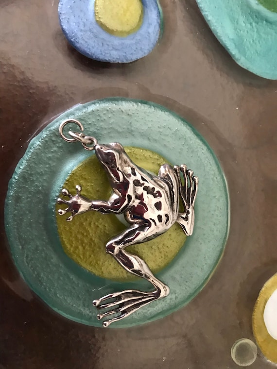 2” Sterling Silver Jumping Frog Necklace Charm