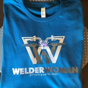 Welder Woman T-Shirt, Woman Welder T-shirt, Female Welder T-shirt, Girl Welder T-shirt, Welder T-shirt Blue