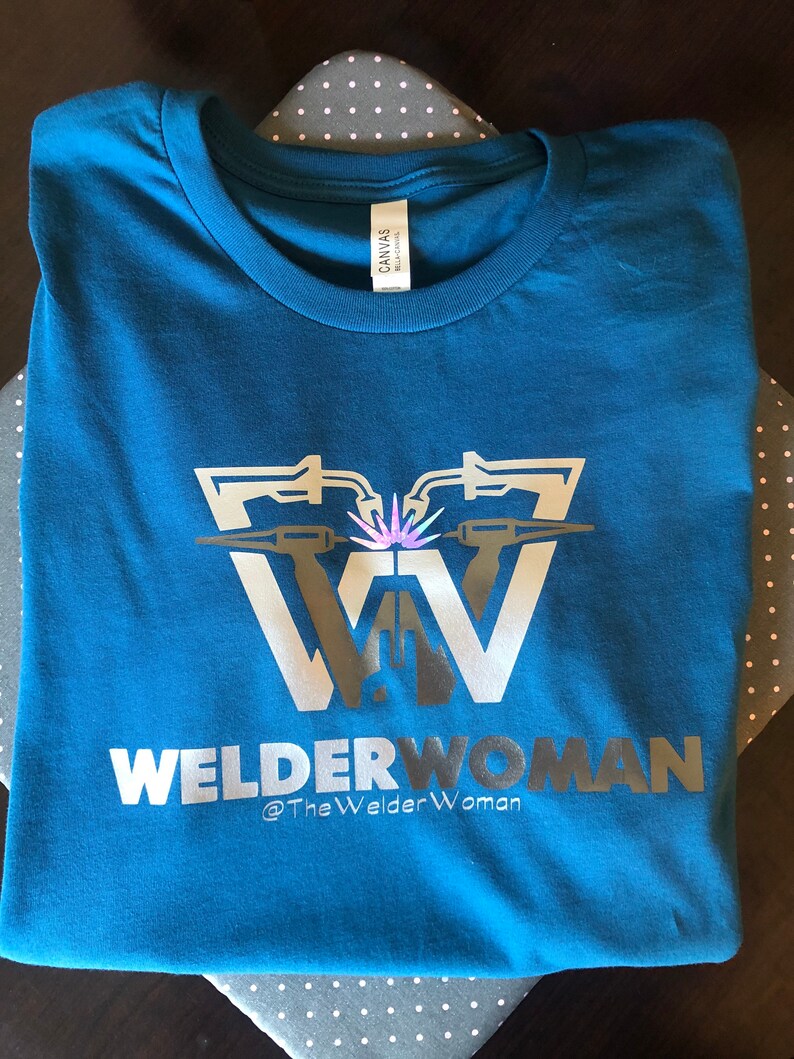 Welder Woman T-Shirt, Woman Welder T-shirt, Female Welder T-shirt, Girl Welder T-shirt, Welder T-shirt Blue