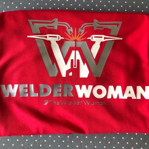 Welder Woman T-Shirt, Woman Welder T-shirt, Female Welder T-shirt, Girl Welder T-shirt, Welder T-shirt Red