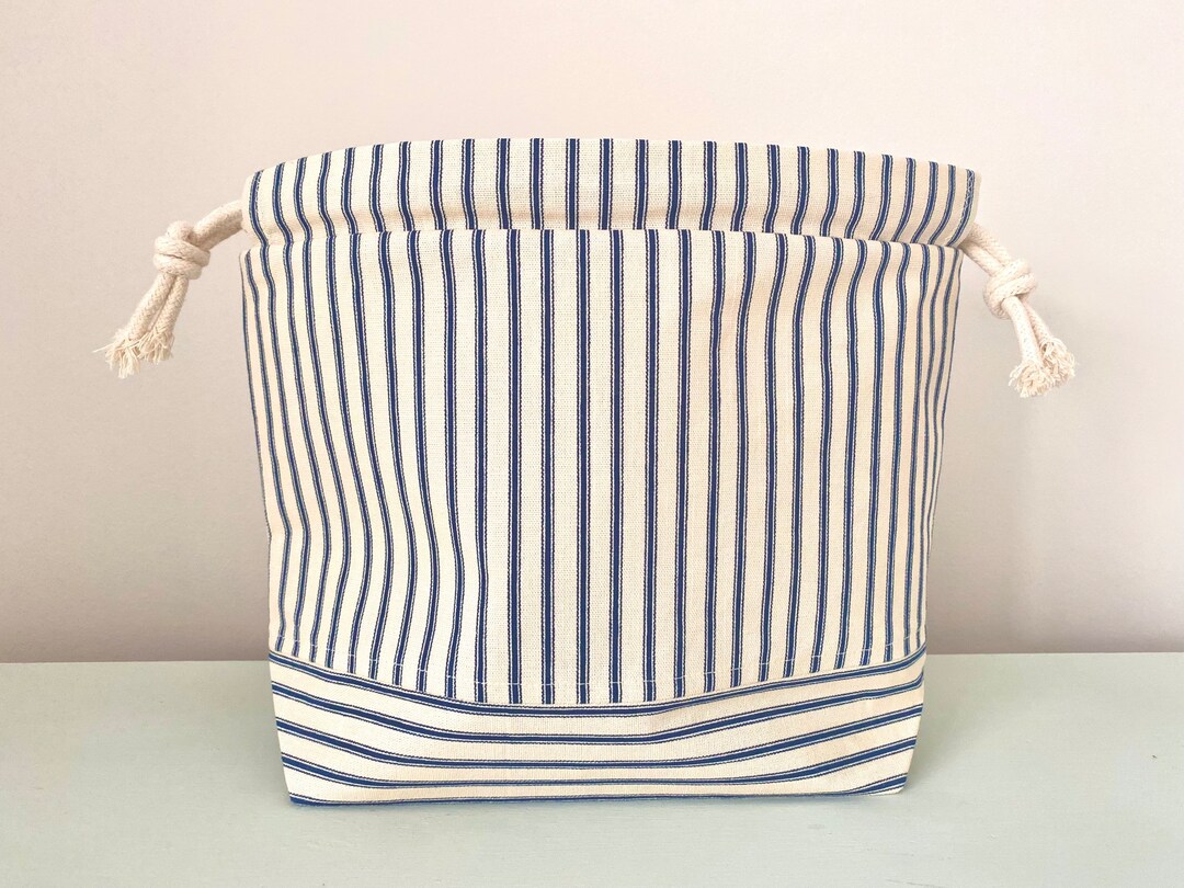 Sock Project Bag / Knitting Bag Navy Stripes Etsy UK