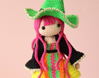 Crochet Pattern: Neon Witch Doll Vi Amigurumi - Instant PDF Download - English (US), Dutch - Amilishly