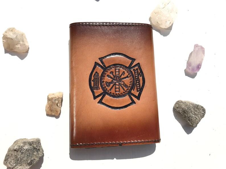 Handmade Leather Firefighter Trifold Wallet Etsy