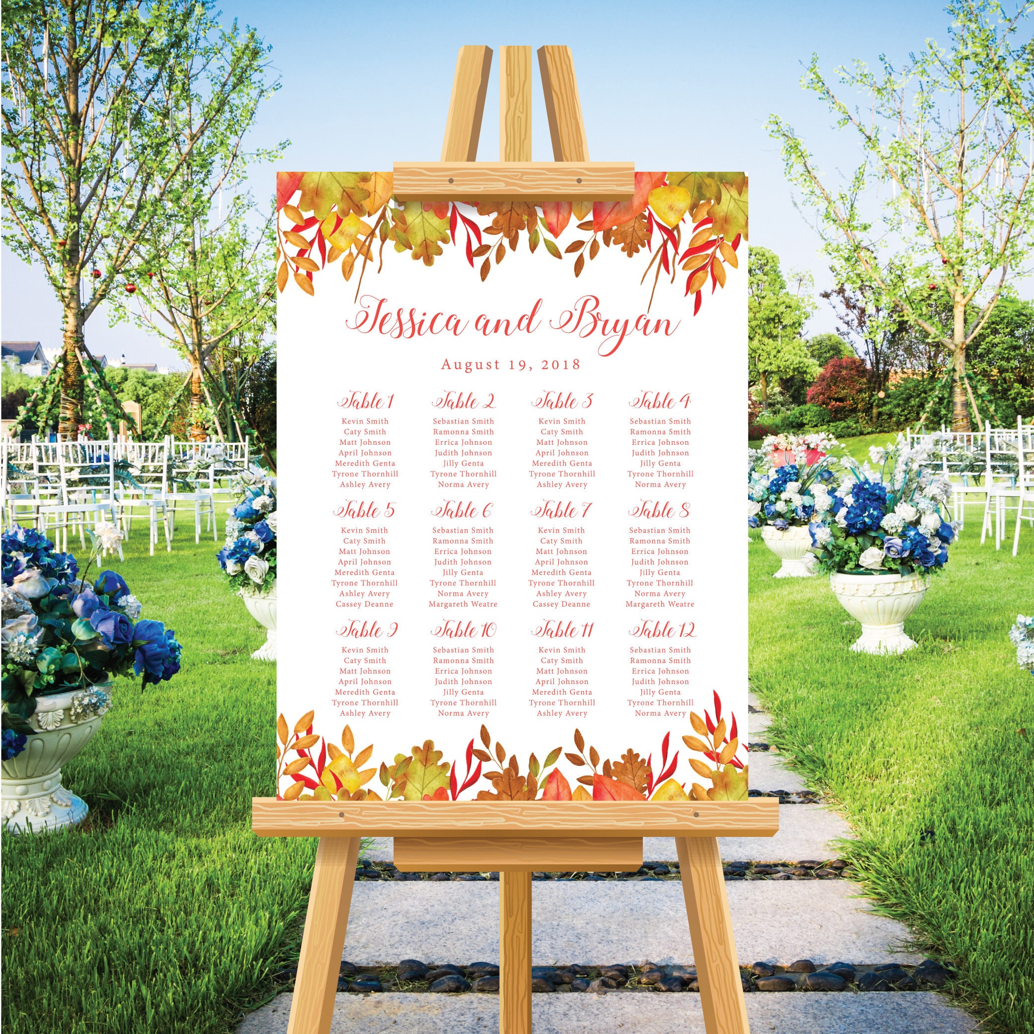 Autumn fall wedding seating chart wedding seating plan table Etsy