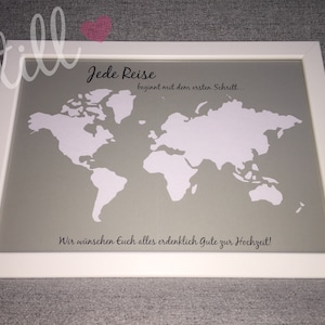 Cadeau d’argent mariage *carte du monde* avec cadre