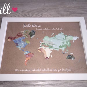 Geldgeschenk Hochzeit Weltkarte Gemeinsam Bild 4