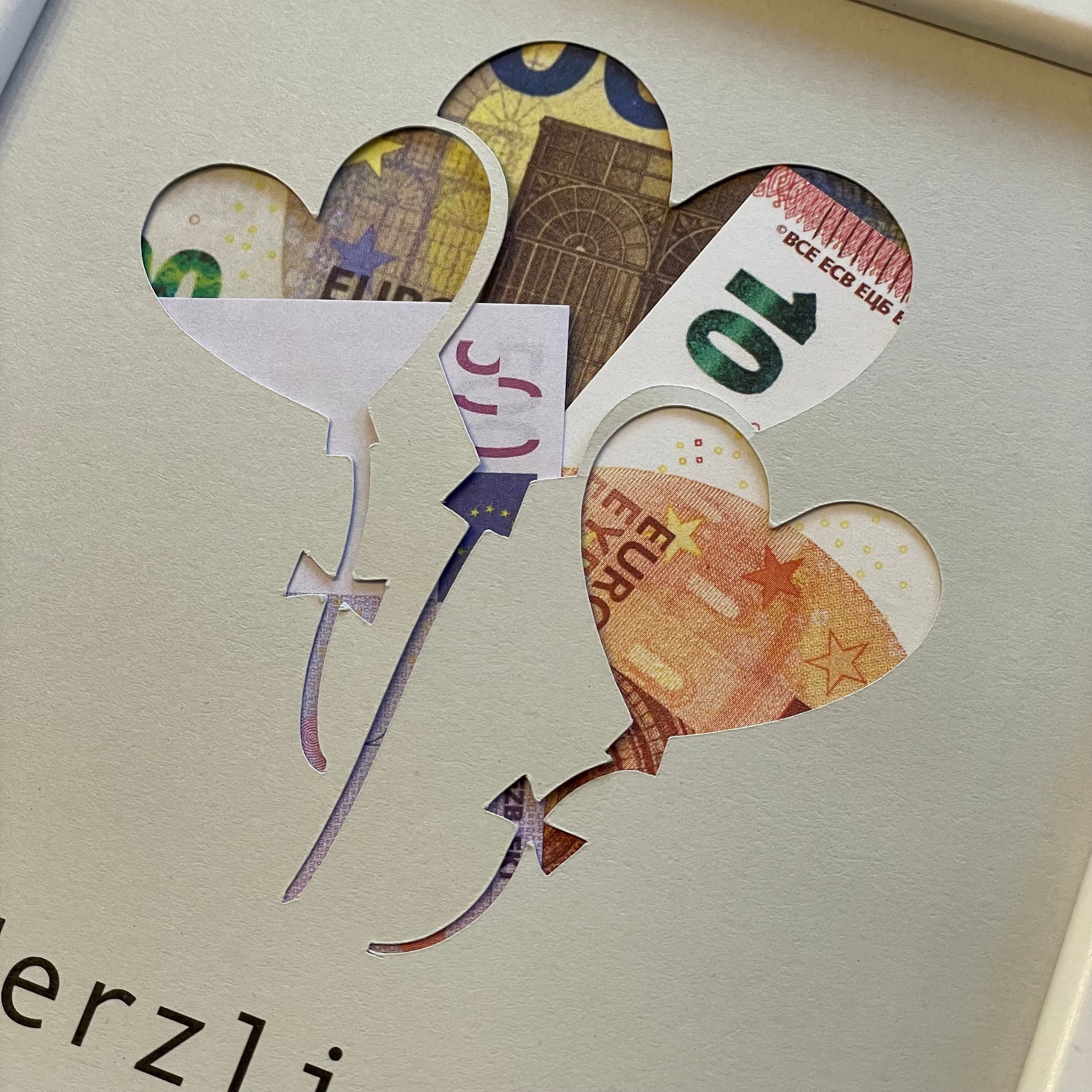 Geldgeschenk mit HerzLuftballons Herzlichen Glückwunsch DIY Etsy.de