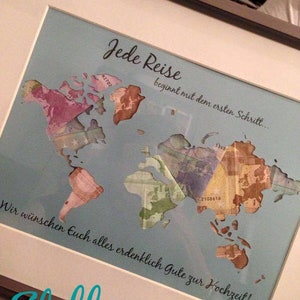 Individuelle Geschenkidee *Weltkarte* Geldgeschenk
