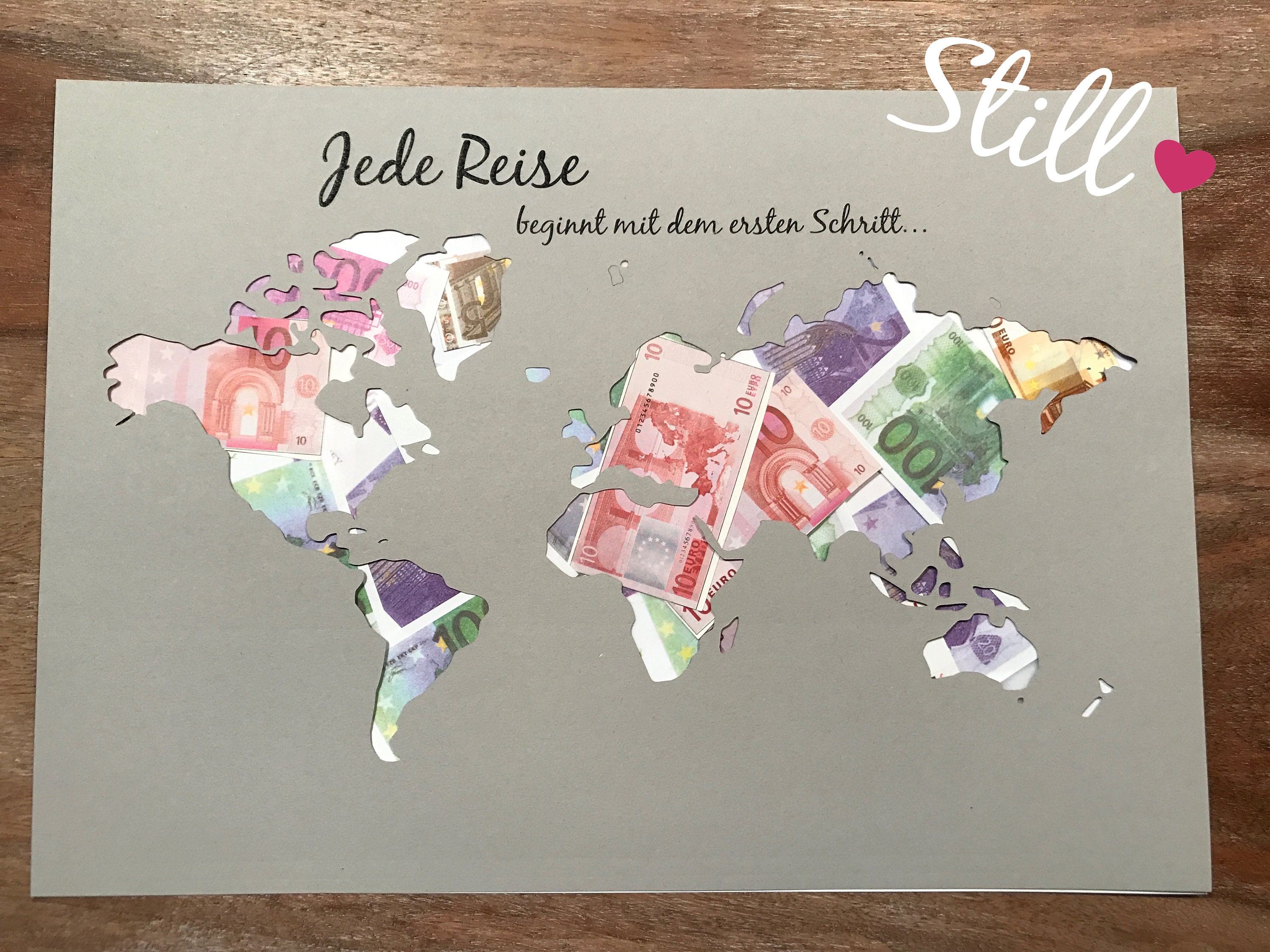 Geldgeschenk Weltkarte Jede Reise beginnt... | Etsy